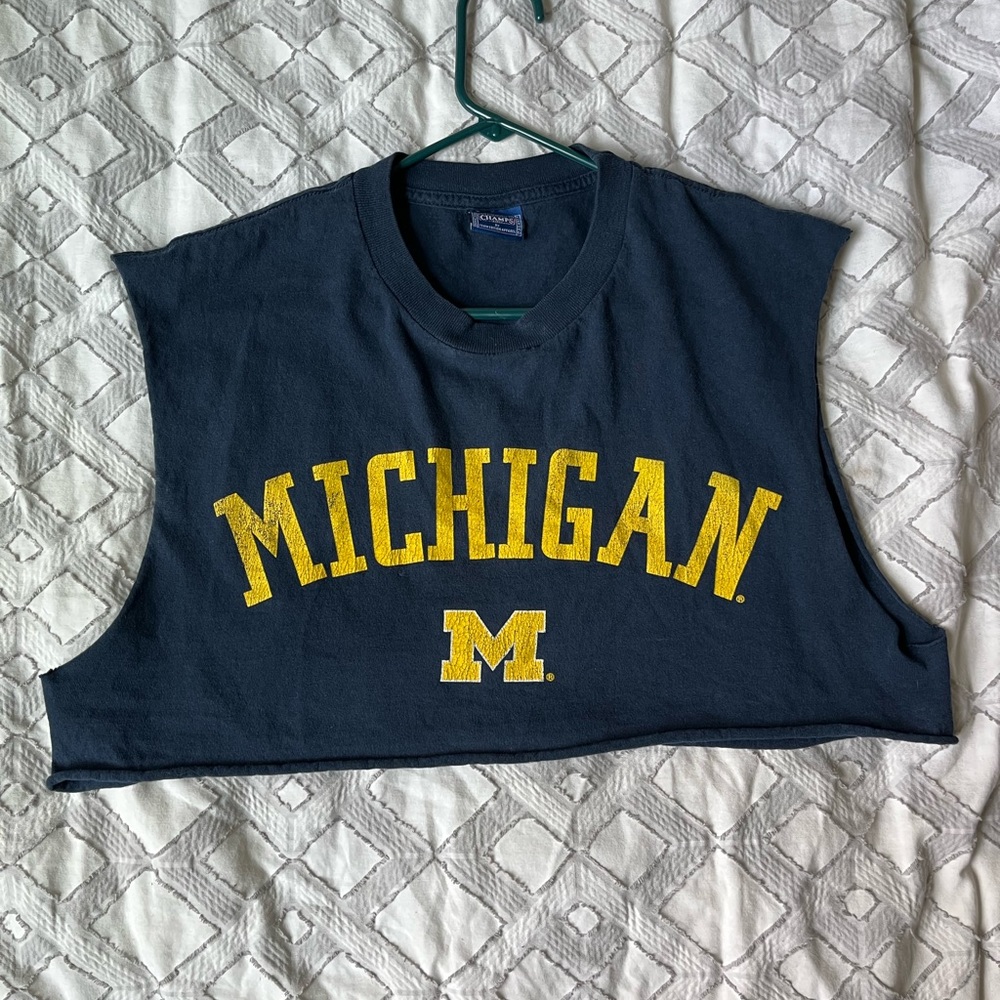 University of Michigan, blue champs sleeveless crop top!